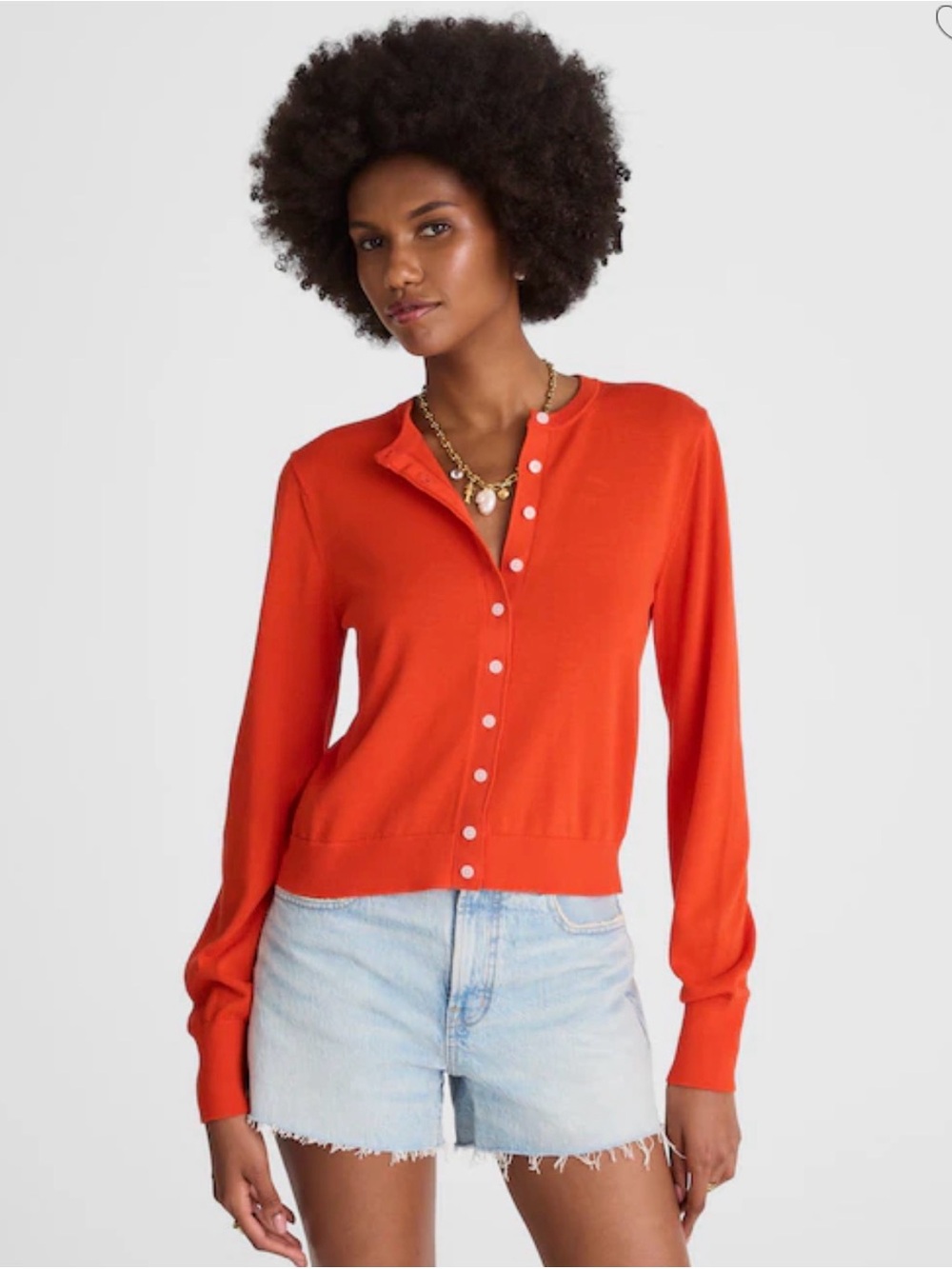 Madewell Women's  Red Button-Front Cardigan cotton new $88